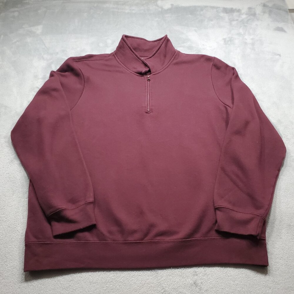 Puritan 1/4 Zip Mock Pullover Heavy Weight Sweater Maroon Men Sz XL